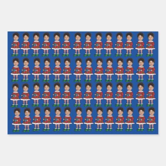 カスタム顔写真小妖精や小人クリスマスパーソナライズされた写真 ラッピングペーパーシート (正面2)