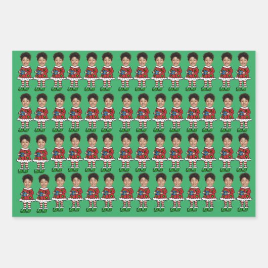 カスタム顔写真小妖精や小人クリスマスパーソナライズされた写真 ラッピングペーパーシート (正面)