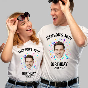 カスタム顔10th 20th 30th 40th 50th誕生日クルー tシャツ