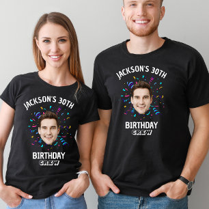 カスタム顔10th 20th 30th 40th 50th誕生日クルー tシャツ