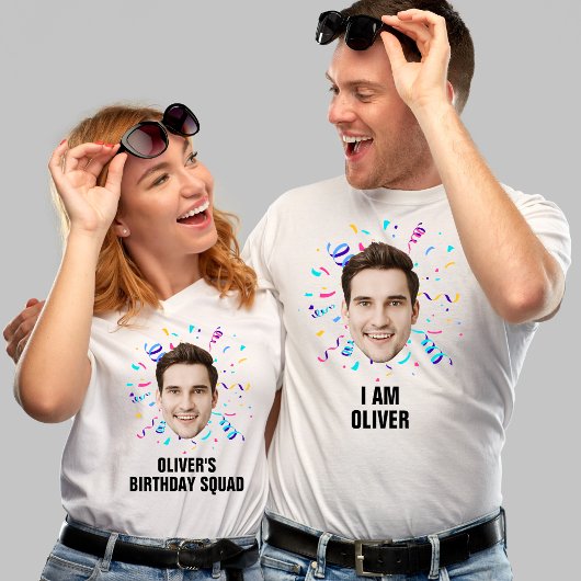 カスタム顔30位40位50位60位80位誕生日分隊 Tシャツ