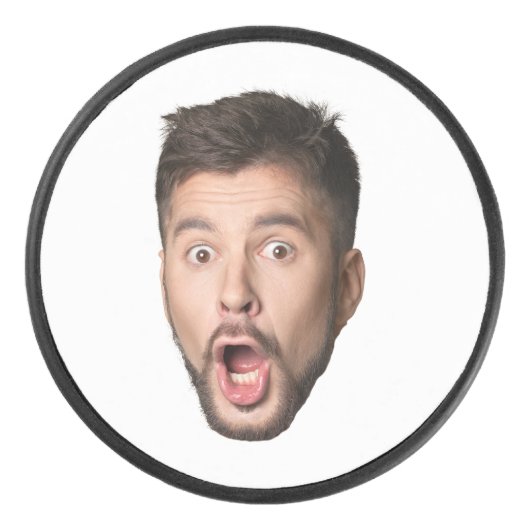 カスタム顔 おもしろ ビール バチェラーパーティー パーソナライズド アイスホッケーパック (正面)