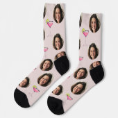 カスタム顔&カクテル | ピンクパーソナライズされた ソックス (左)