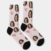 カスタム顔&カクテル | ピンクパーソナライズされた ソックス (右)