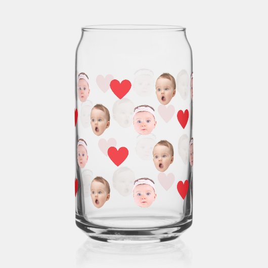 カスタム顔、カスタム写真、ベビーギフトビアグラス ガラス缶 (裏面)