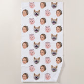 カスタム顔、カスタム写真、家族の贈り物 ビーチタオル (正面)