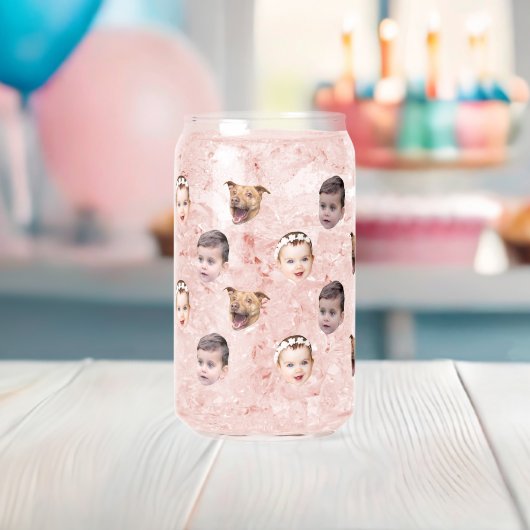 カスタム顔、家族ユニークギフト3写真顔 ガラス缶 (インサイチュ (ベビーシャワー))