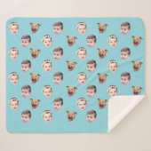 カスタム顔、家族ユニークギフト3写真顔 シェルパブランケット (正面(横))