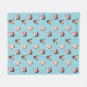 カスタム顔、家族ユニークギフト3写真顔 フリースブランケット (正面(横))