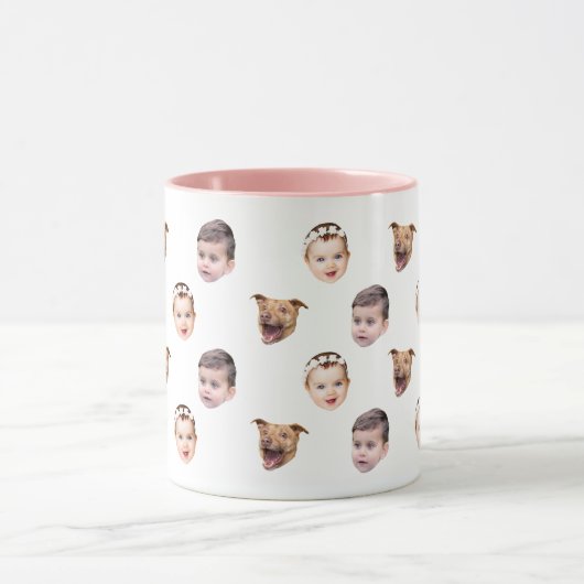 カスタム顔、家族ユニークギフト3写真顔 マグカップ (中央)