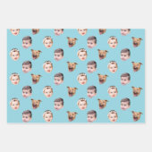 カスタム顔、家族ユニークギフト3写真顔 ラッピングペーパーシート (正面)