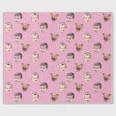 カスタム顔、家族ユニークギフト3写真顔 ラッピングペーパー (フラット)