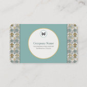 カスタム風化（紋章の）フラ・ダ・リ |アクアブルー&金ゴールド 名刺 (裏面)