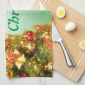 カスタム飾クリスマスツリー キッチンタオル (四つ折り)