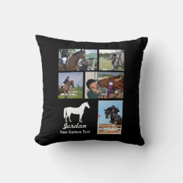 カスタム馬乗り写真コラージュ名 クッション