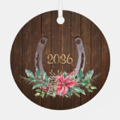 カスタム馬写真のルースドクリスマス メタルオーナメント (裏面)