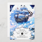 カスタム魅力船海賊誕生日 招待状 (正面/裏面)