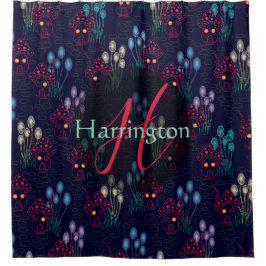 カスタム魅惑キノコ林 シャワーカーテン