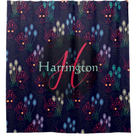 カスタム魅惑キノコ林 シャワーカーテン (正面)