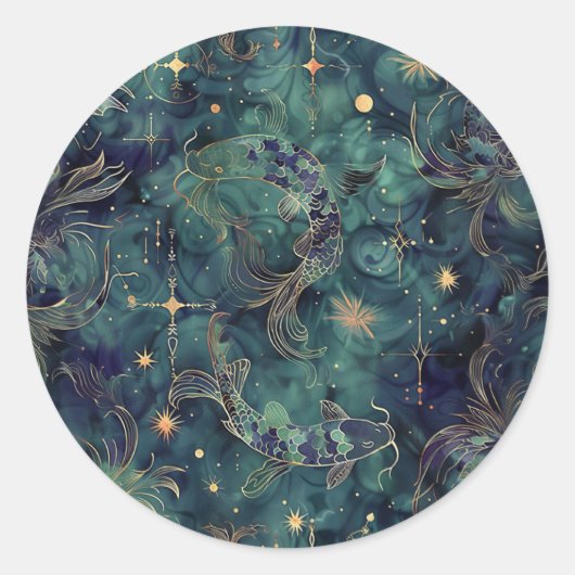 カスタム魚座の星占いシール ラウンドシール (正面)
