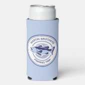 カスタム魚釣りトリップブルーレイクフィッシャーマン スリム缶クーラー (Seltzer正面)