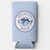 カスタム魚釣りトリップブルーレイクフィッシャーマン スリム缶クーラー (正面)