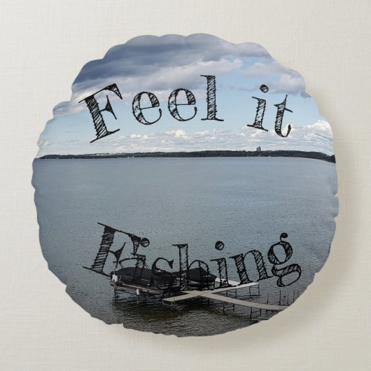 カスタム魚釣りパーソナライズされた枕 ラウンドクッション (正面)