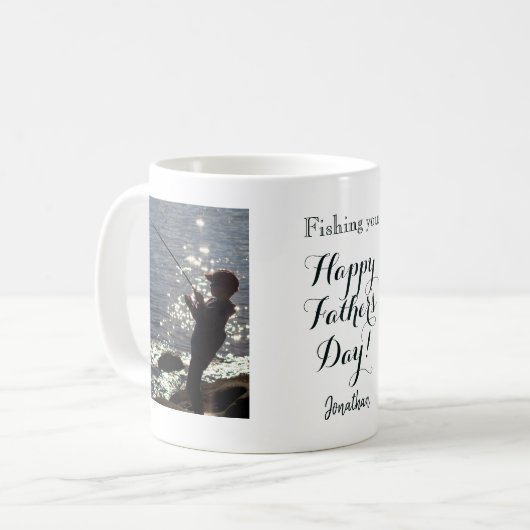 カスタム魚釣り写真の父の日 コーヒーマグカップ (正面左)