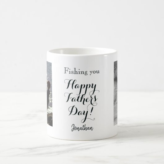 カスタム魚釣り写真の父の日 コーヒーマグカップ (中央)