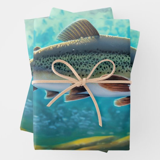 カスタム魚釣り包装紙 – ギフトパーソナライズされた品 ラッピングペーパーシート (インサイチュ)