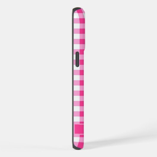 カスタム鮮やかなピンクの白いパタ市松模様にーン iPhoneケース (右側面)