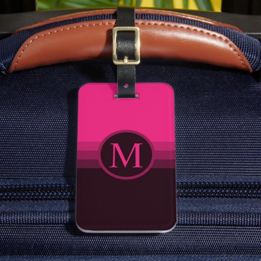 カスタム鮮やかなピンク紫色の茶色のブロック ラゲッジタグ (正面インサイチュ2)