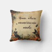 カスタム鮮やかオレンジブラウン離れ クッション (裏面)