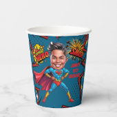 カスタム鮮やかスーパーヒーローカリチャチュア10誕生日 紙コップ (裏面)