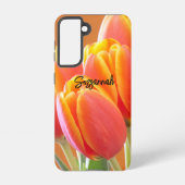 カスタム鮮やかOrange Tulip花写真 Samsung Galaxyケース (裏面)