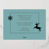 カスタム鹿&スノーフレークonティール（緑がかった色）ブルーグリーン金ゴールド 箔シーズンカード (裏面)
