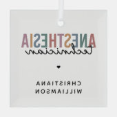 カスタム麻酔技術者レトロ麻酔技術 ガラスオーナメント (裏面)