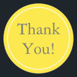 カスタム黄色お礼ステッカー&お気に入りラベル ラウンドシール<br><div class="desc">あなたの好意や贈り物やサンキューカードの封筒にこれらのラウンドステッカーで仕上げtouchパーソナライズされたを追加する。このカスタム文字シールは、白い色の背景にダークグレーのを付け縁どる。デフォルトの文字は「ありがとう！」だが、製品オーダカスタマイズーページから任意の大事な行事の文字を簡単に行うことができる。これらのカスタム封筒用シールまたはギフトラベルは、カナリアイエローの封筒、招待状や私たちの店の他の製品と調整する。</div>