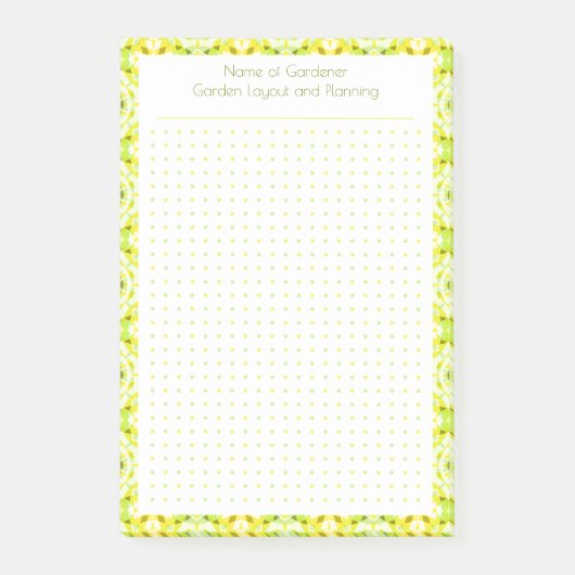 カスタム黄色かわいらし点グリッドガーデンレイアウトプラン ポストイット (正面)