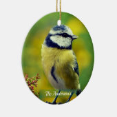 カスタム黄色で焼かれた青いチャット写真 セラミックオーナメント (右)