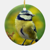 カスタム黄色で焼かれた青いチャット写真 セラミックオーナメント (裏面)