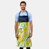 カスタム黄色の水仙の模様 エプロン (着用した状態)