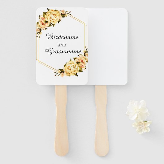 カスタム黄色結婚のファンのセット ハンドファン (正面&裏面)