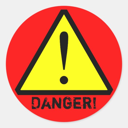 カスタム黄色、赤、黒のシ警告ンボル ラウンドシール (正面)