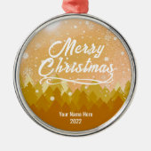 カスタム黄金雪の平和な森メリークリスマス メタルオーナメント (正面)