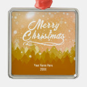 カスタム黄金雪の平和な森メリークリスマス メタルオーナメント (正面)