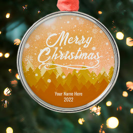 カスタム黄金雪の平和な森メリークリスマス メタルオーナメント