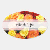 カスタム黄・赤・オレンジバラ 楕円形シール (正面)