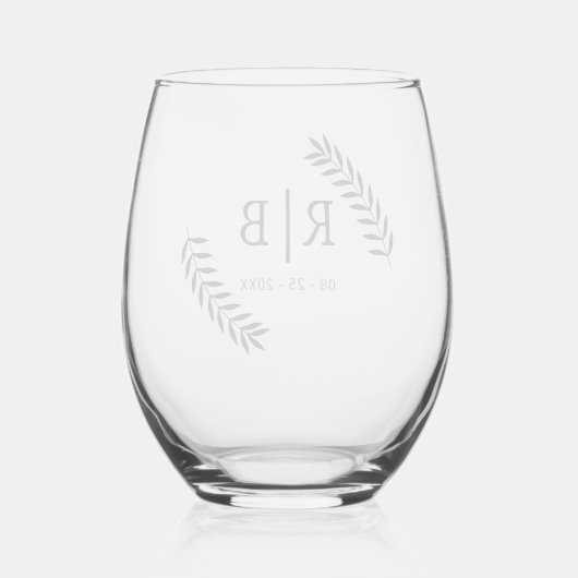 カスタム黒い書道カップル名イニシャル ステムなしワイングラス (裏面)