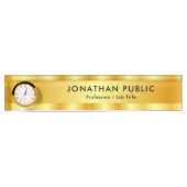 カスタム黒および金ゴールドエレガントモダンテンプレート デスクネームプレート (正面)